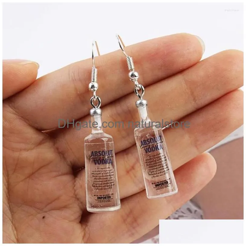 stud earrings creative cool vodka bottle drop funny drinking style cartoon transparent dangle for women girls jewelry