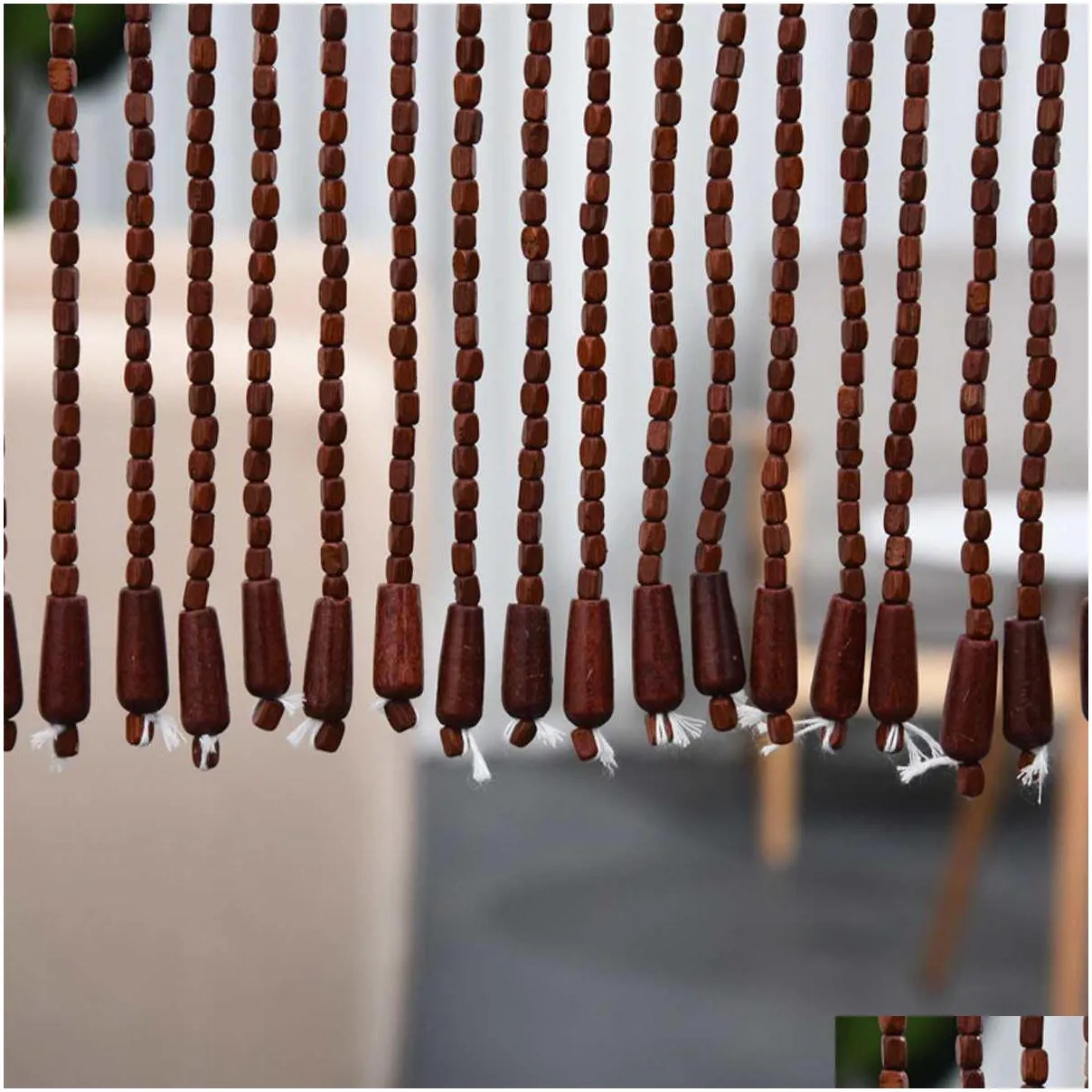 handmade wooden blinds 90x220cm 31 line wooden bead curtains fly screen gate divider sheer curtains hallway living door y200421