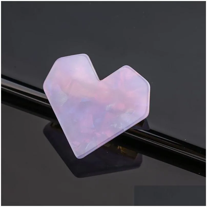 love heart shaped hairpin hair side clips fashion lovely accessories jelly shiny pinkycolor acrylic woman barrettes 0 98wy k2