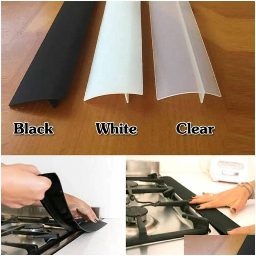 21 inches flexible stove counter gap cover silicone rubber kitchen oilgas slit filler heat resistant mat oil dust water seal1