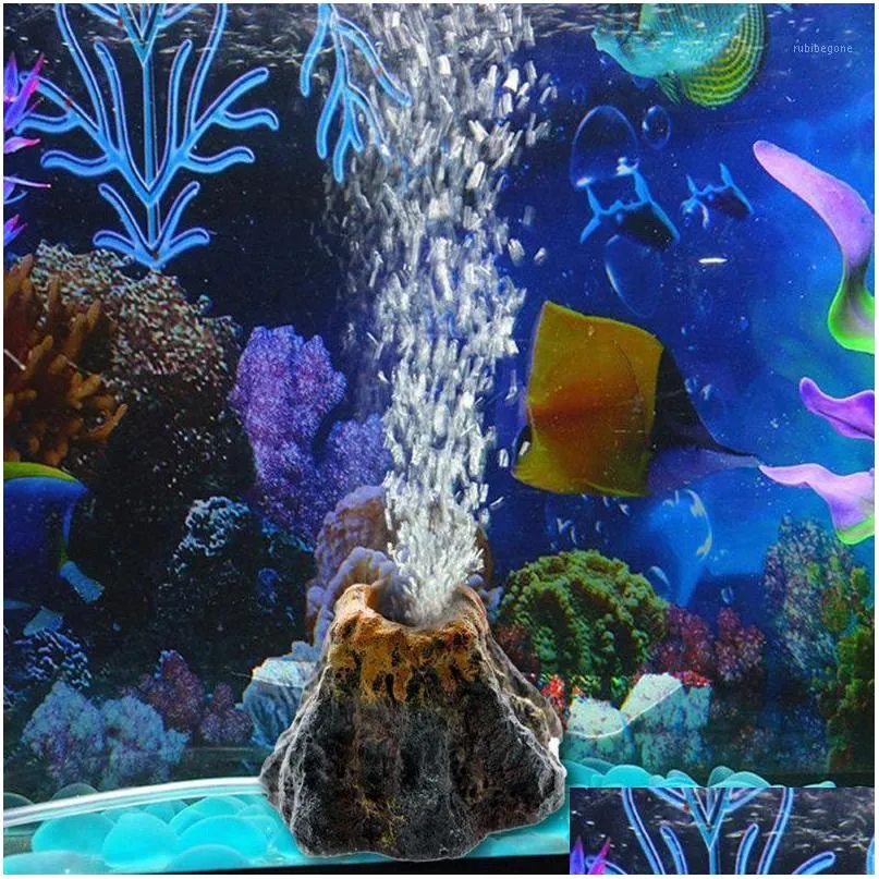 decorations 1pcs aquarium volcano shape air bubble stone oxygen pump fish tank ornament aquatic supplies pet decor1