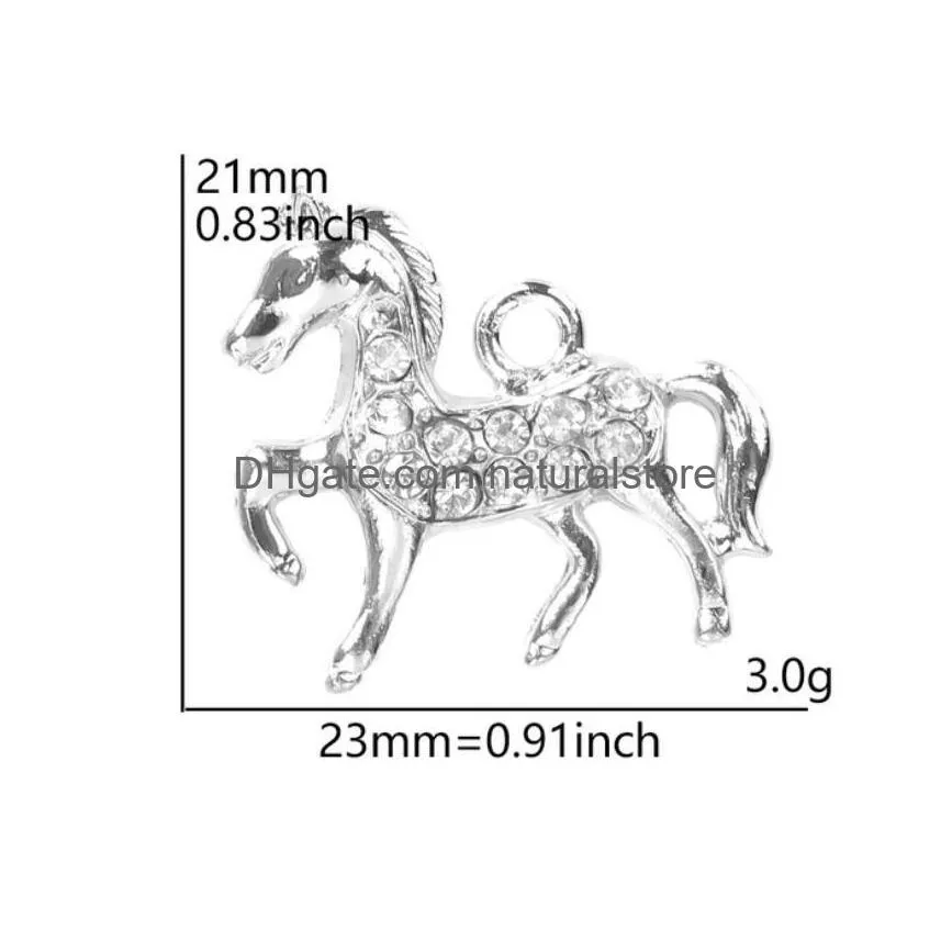 20pc/lot 20x20mm gold silver color horse pendant charms diy hang accessory fit for floating dangle locket jewelrys