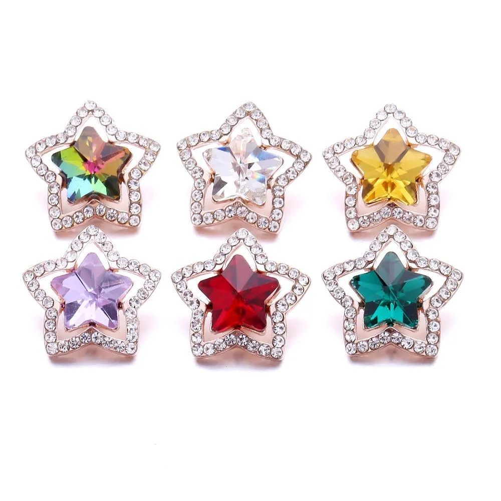 wholesale gold rhinestone flower ginger snap button clasps jewelry findings zircon chunks charms 18mm metal snaps buttons factory