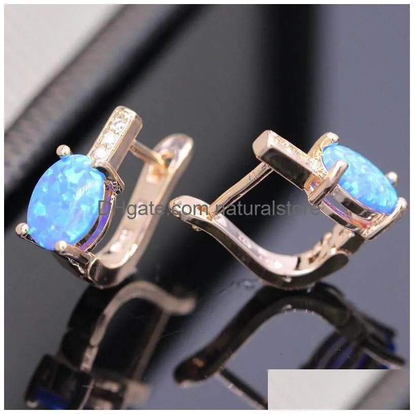 clipon screw back trendy female opal stone small earrings rose gold silver color clip for women dainty crystal oval wedding