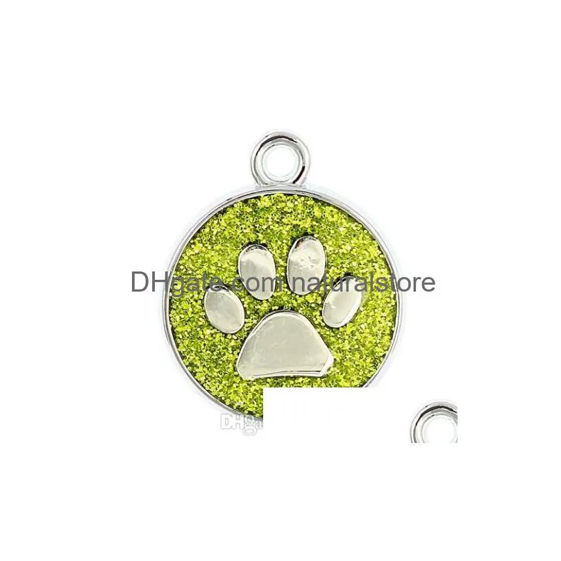 20pcs/lot colors 18mm cat dog paw prints footprint hang pendant charms fit for diy phone strips keychains bag fashion jewelrys