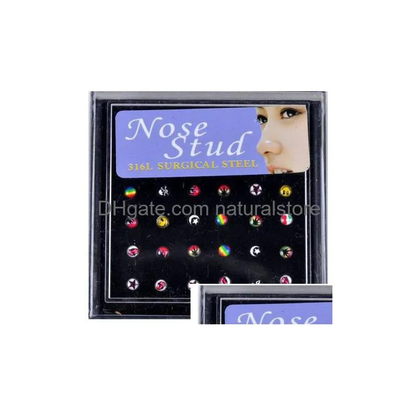 144 pcs/lot 316l stainless steel womens body jewelry nose studs nose ring body piercing