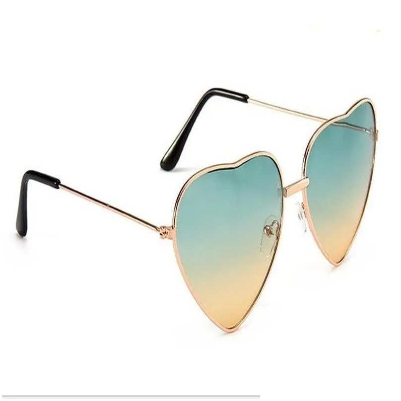 heart shaped sunglasses thin metal frame lovely heart style fashion kids sunblock colorful lense for children women 1110 v2