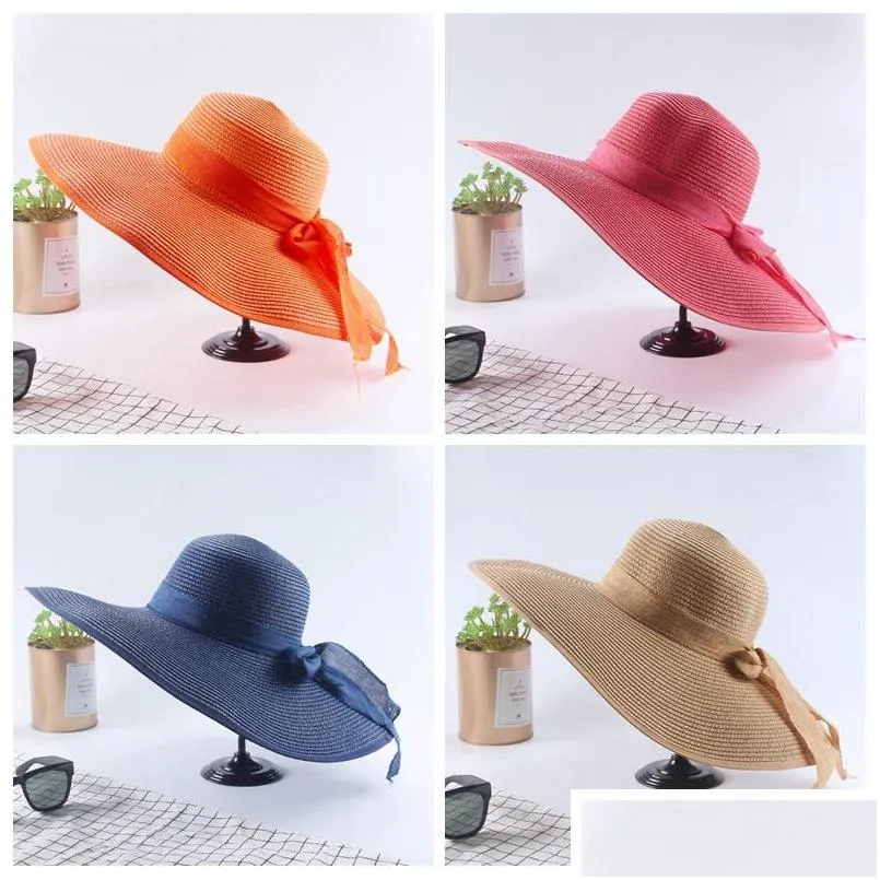 floppy foldable sun hats ladies with band lovely summer straw cap women wide brim sun protection fashion cute beach hat vt0224