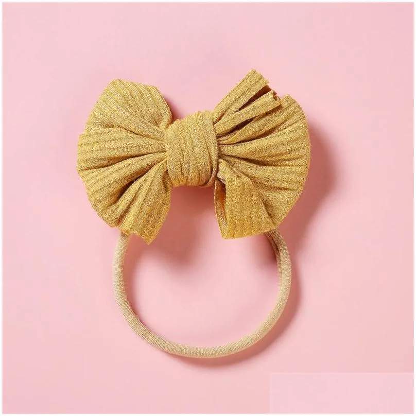 cute big bow hairband baby girls toddler kids elastic headband knotted nylon turban head wraps skinny bowknot hair accessories 104 y2