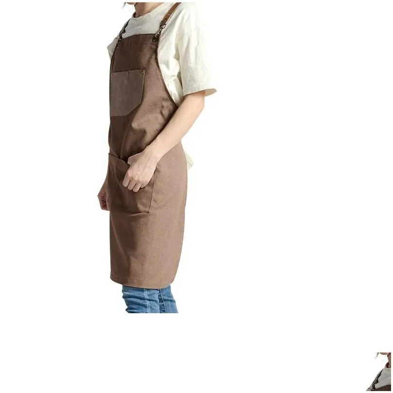 aprons senyue adult apron canvas floral work clothes barbecue kitchen women custom1