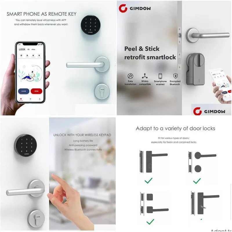 for airbnb gimdow smart door include password disk hotel electric bolt bluetooth lock y200407