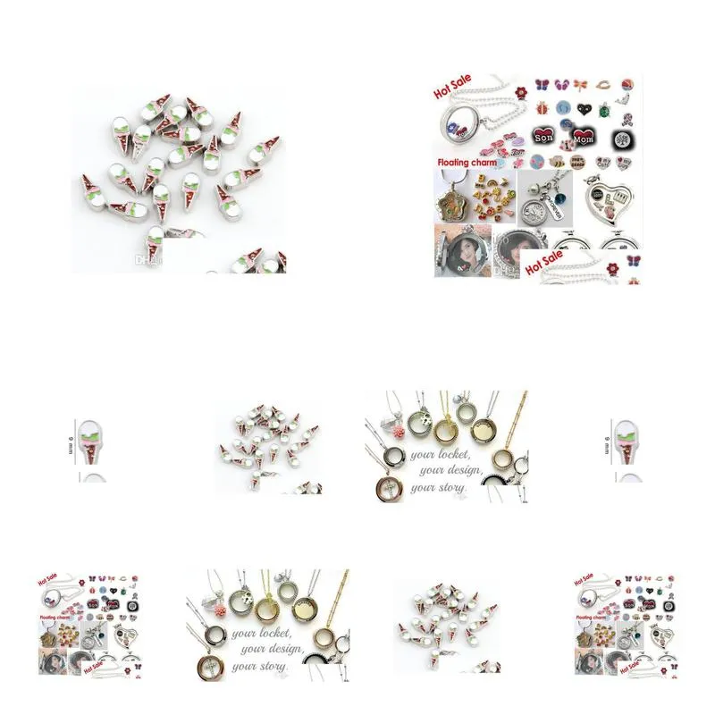 20pcs/lot ice cream floating locket charms fit for diy magnetic glass living memory locket jewelrys making