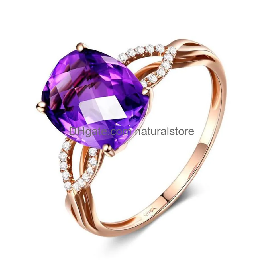 female amethyst ring new geometric ring color ring