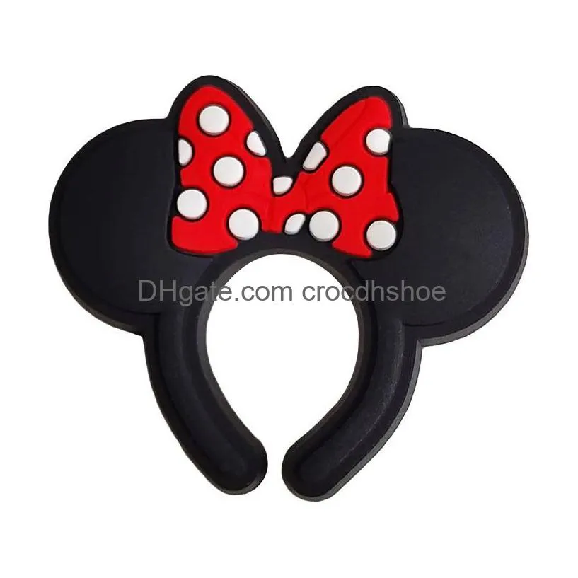 anime charms wholesale cute mouse ears headband cartoon croc charms shoe accessories pvc decoration buckle soft rubber clog charms fast