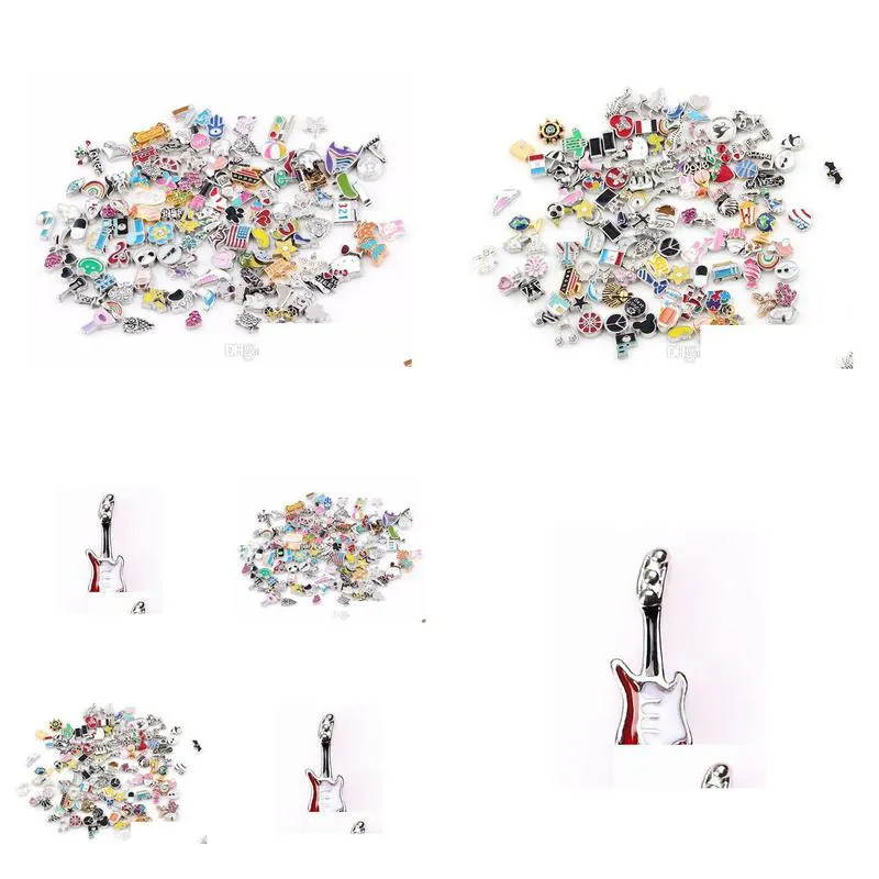 20pcs/lot guitar alloy floating locket charms diy jewelry findings fit for magnetic glass memory locket