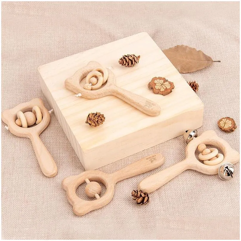 infant baby baby teether elm wooden bear rattle crafts toy born molars baby health teething toys 1831 z2