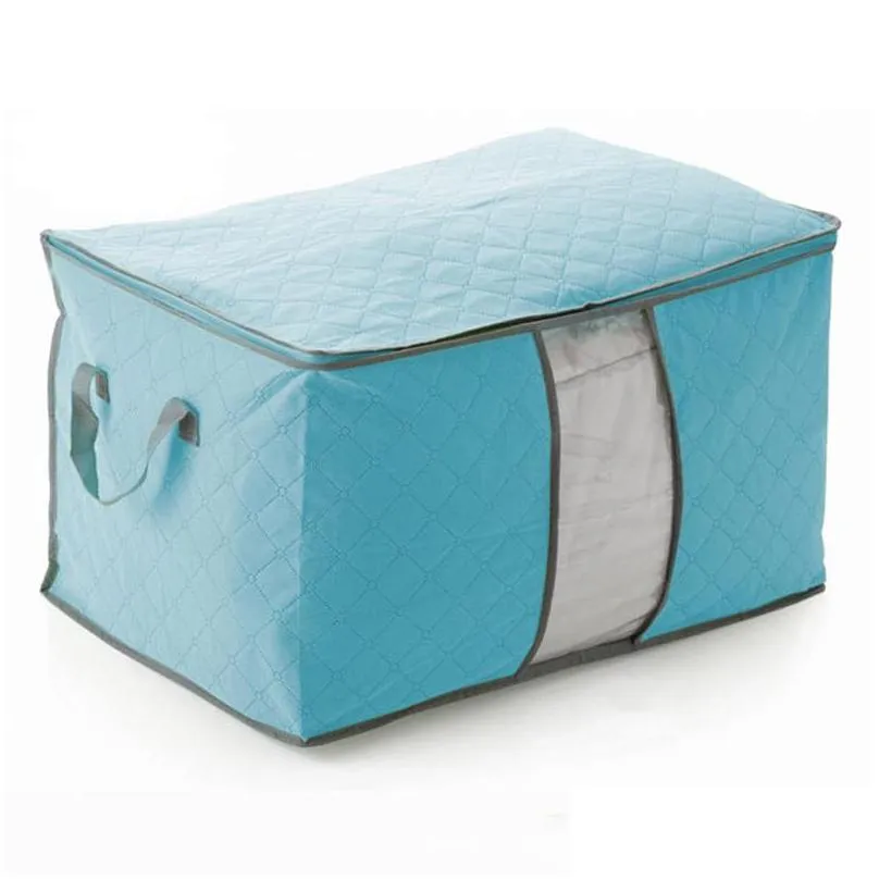 portable quilt storage bag non woven folding house room storage boxes clothing blanket pillow underbed bedding big organizer bags dbc