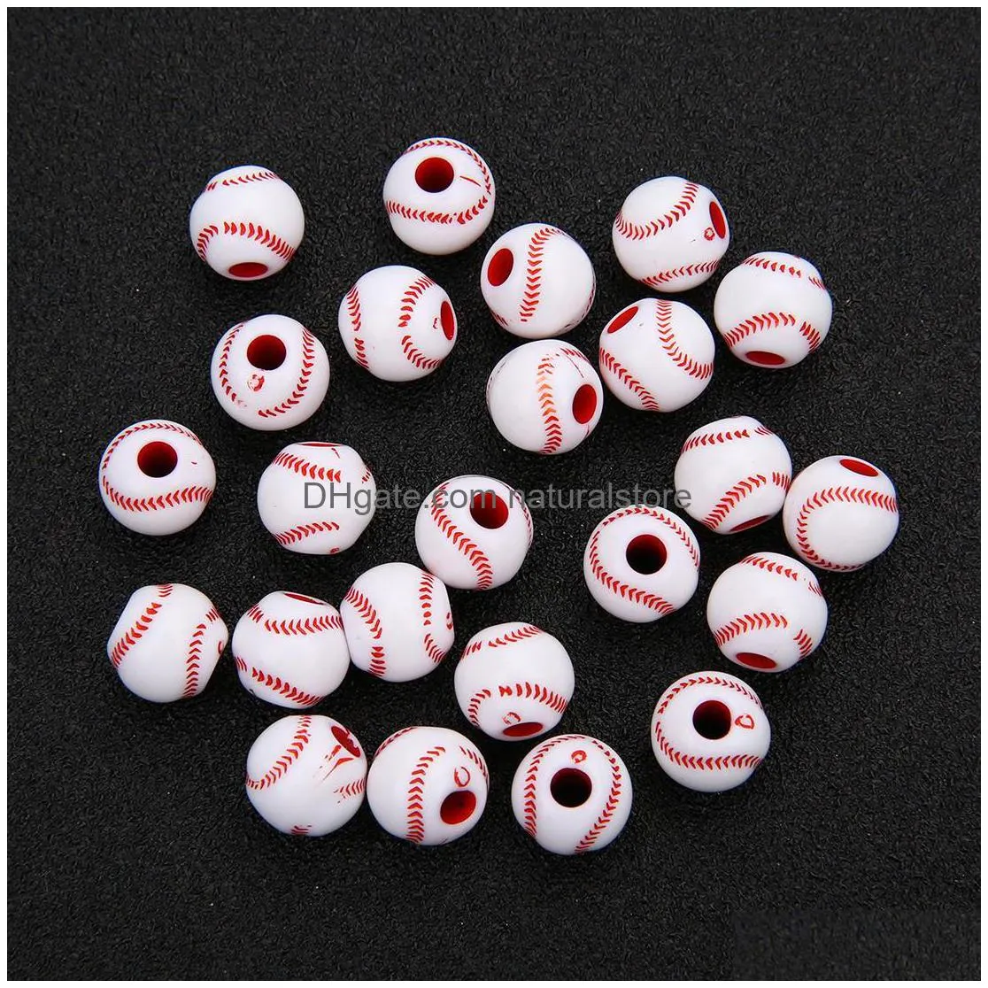 50pc/lot football baseball basketball tennis acrylic beads sport ball spacer bead fit for bracelet necklace diy jewelry making