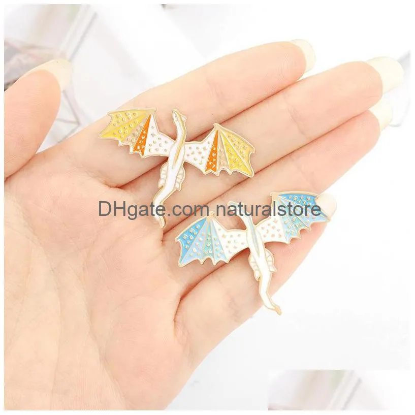 cute pterosaur enamel brooches pin for women girl fashion jewelry accessories metal vintage brooches pins badge wholesale gift
