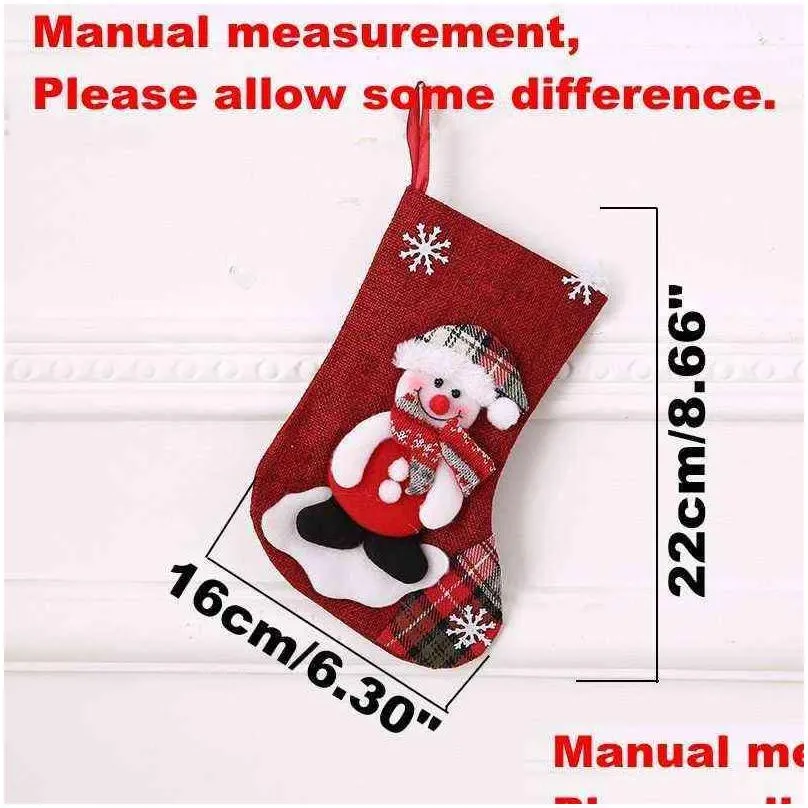 mini christmas candy gifts stockings cloth santa elk printing socks xmas lovely gift bag children fireplace tree decoration vtmtl0320