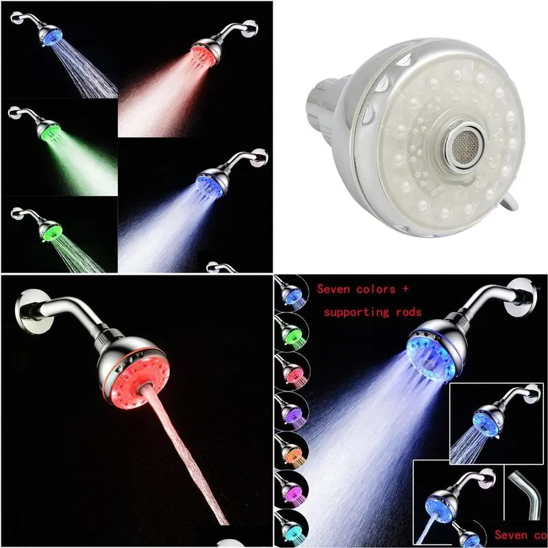 bathroom shower heads sprinkler temperature control anticorrosion easy install color changing uv adjustable water1