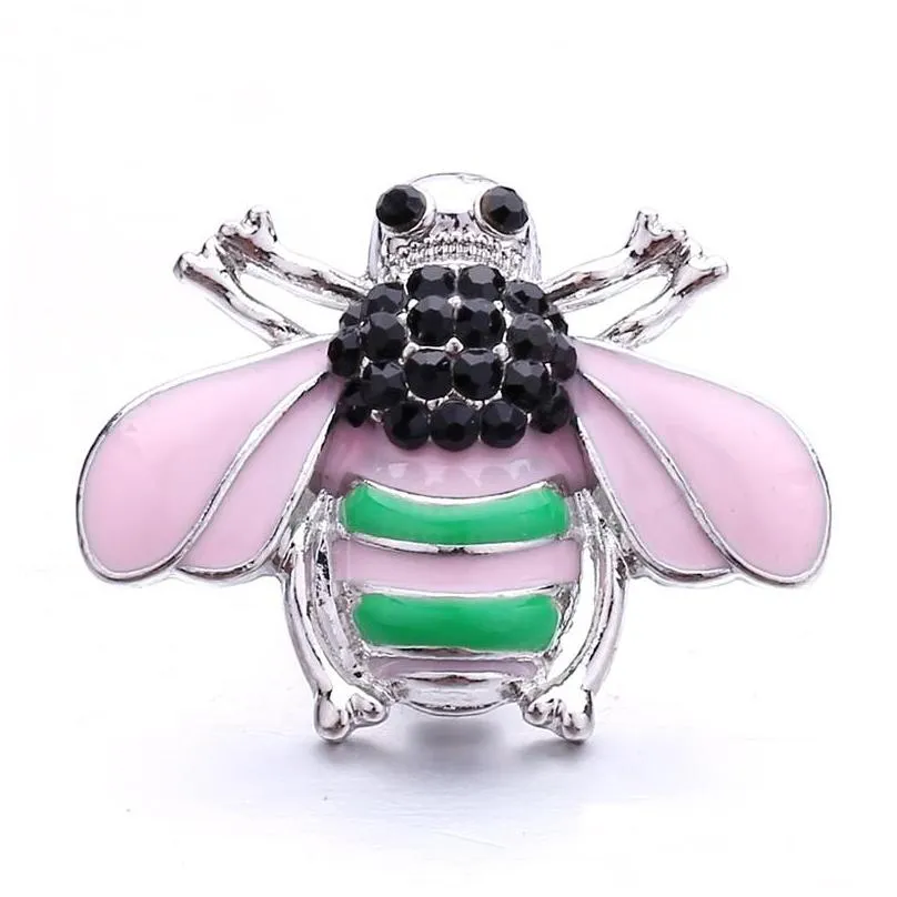 noosa 18mm bee colorful ginger snap jewelry silver enamel honeybee snap diy necklace bracelet accessory finding