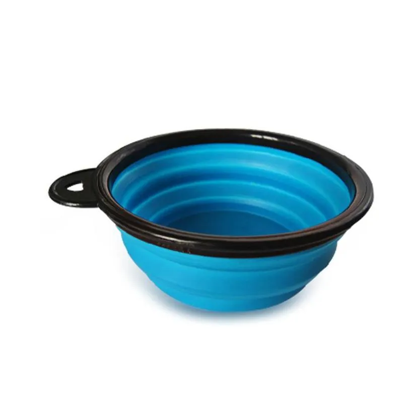 wholesale 7 colors outdoor travel portable collapsible pet dog cat feeding bowl silicone foldable water dish feeder dog bowl dh0275