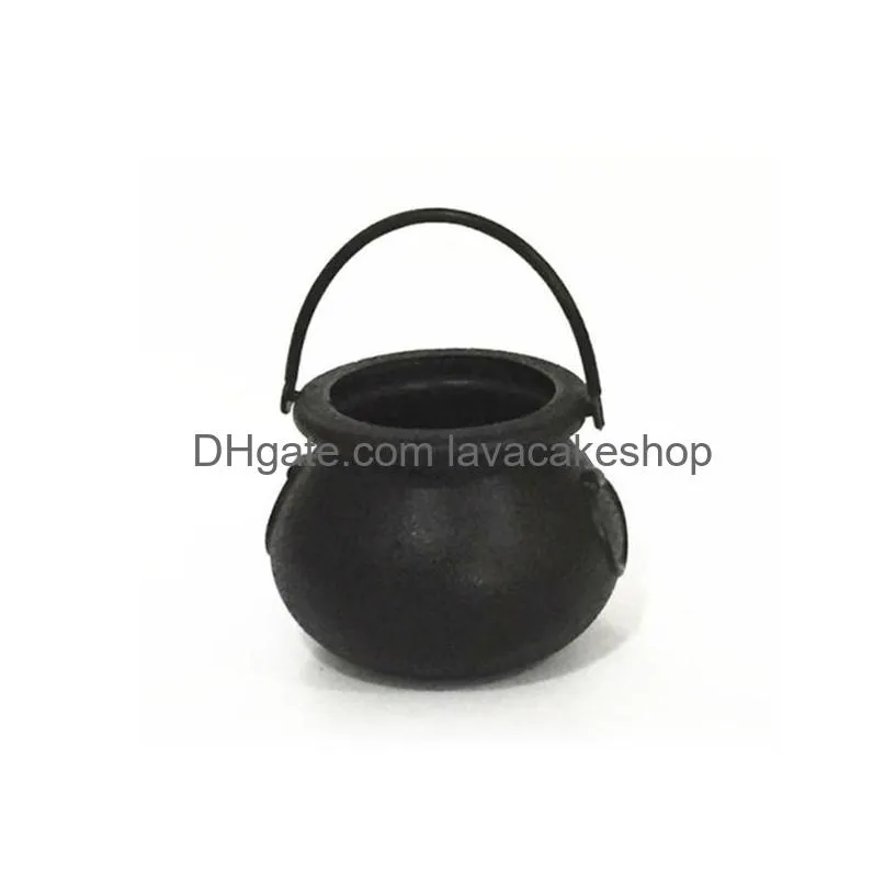 12 pcs witch cauldron bucket holder candy container halloween props party decor y201006