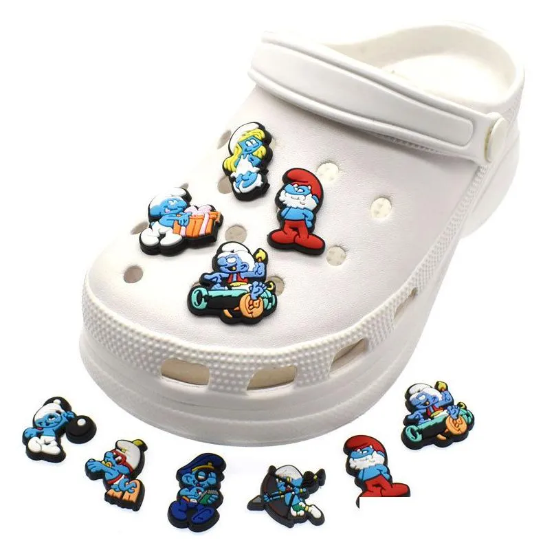 anime charms wholesale cute blue elf cartoon croc charms shoe accessories pvc decoration buckle soft rubber clog charms fast ship