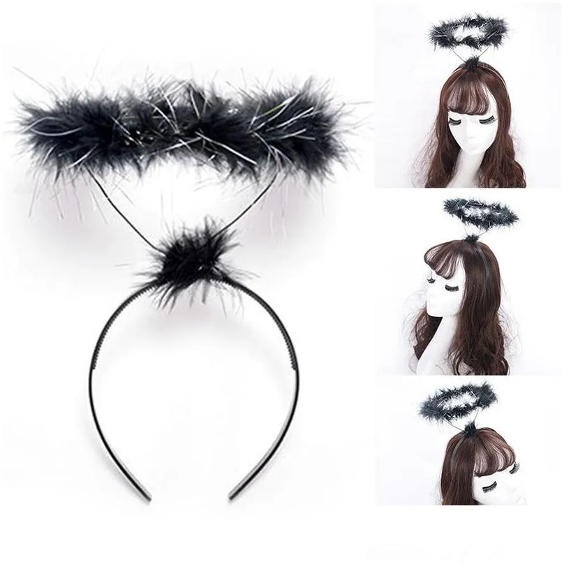 christmas decorations feather angel halo ring headband for kids adults women girls princess hair party dress decor halloween