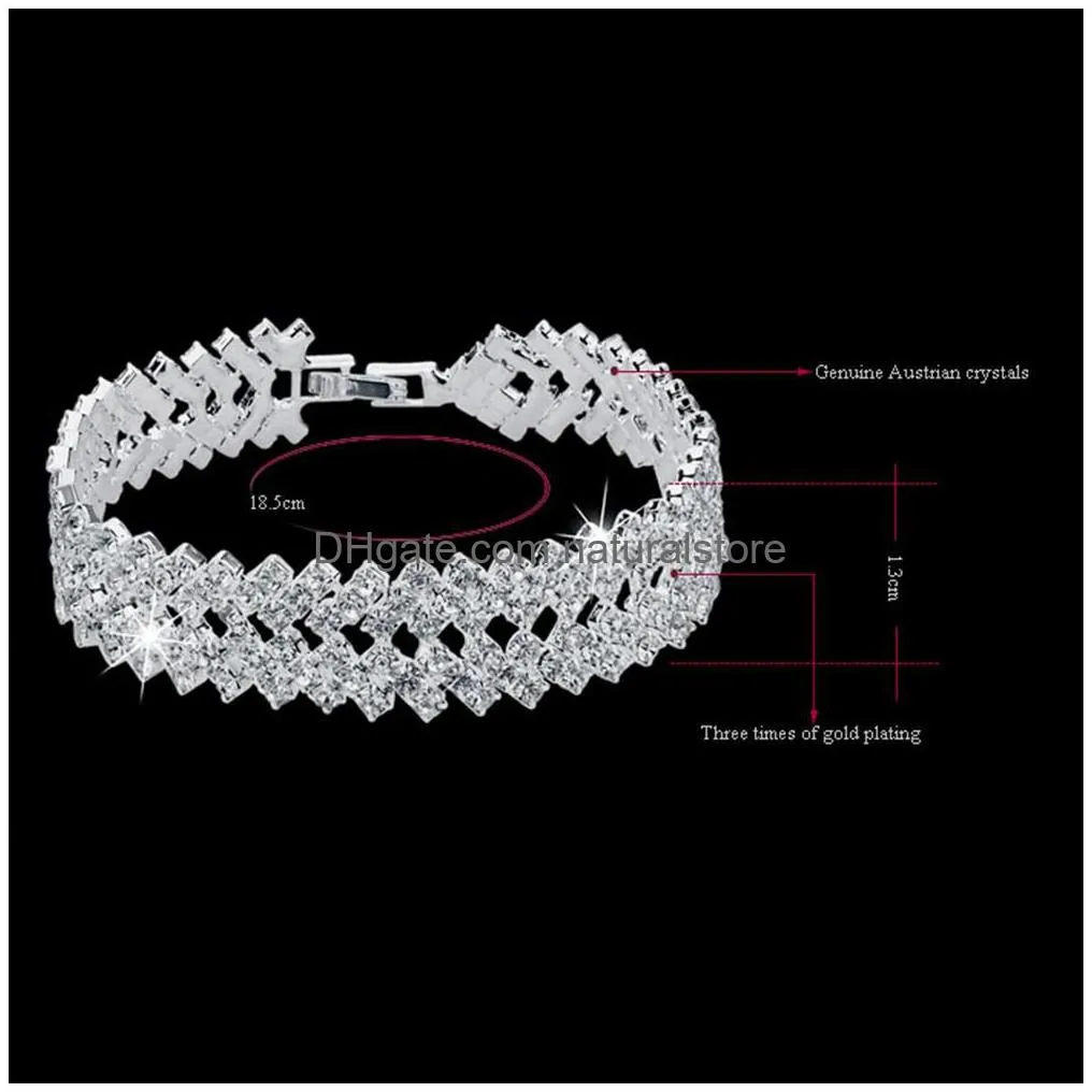 new rhinestone crystal bracelets for women fashion silver bracelets bangles bridal wedding jewelry