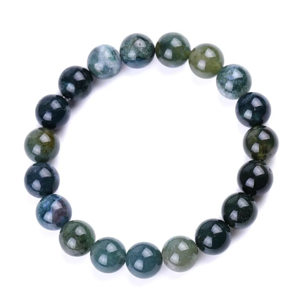 6mm 8mm 10mm india grass agate stone beaded strand bracelet balance yoga friendships jewelry for women men