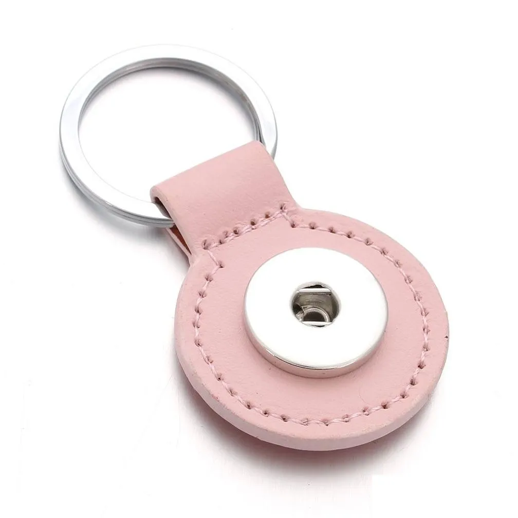 noosa pu leather 18mm snap button key rings keychain fit diy ginger snaps keyrings jewelry