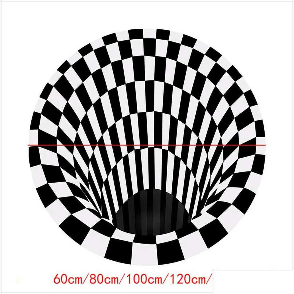 black and white stereo vision carpet living room doormat coffee table sofa blanket illusion carpet