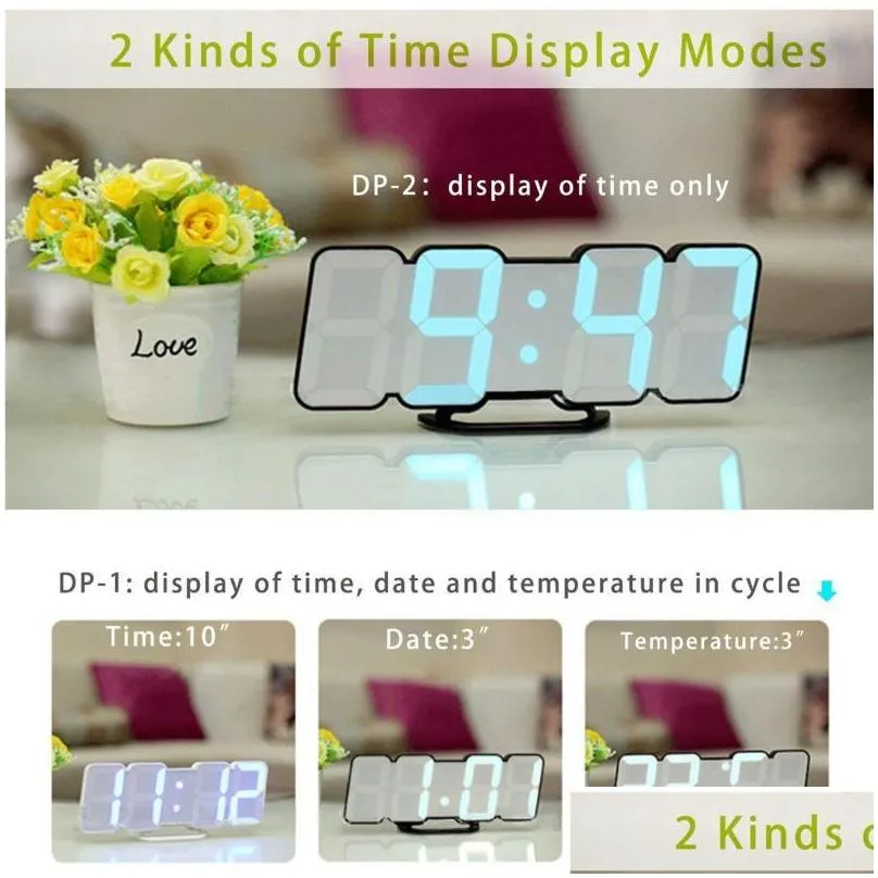 3D Remote Control Digital Led Digital Table Clock With 115 RGB Colors ...
