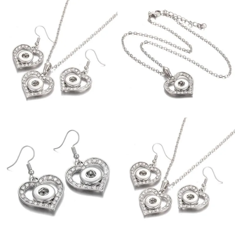 noosa crystal snap button jewelry set heart 12mmsnap button necklace snap earrings for women bohemia gift