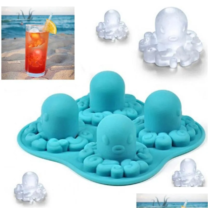adorable octopus ice mold creative silicone ice tray mould kitchen bar cooling fruit juice drinking cute ice cream maker vt1516