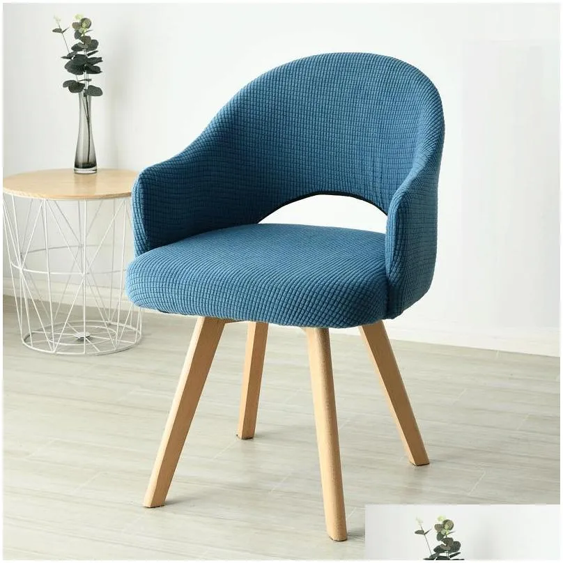 hollow back curved chair cover solid spandex desk armchair covers dining coffee bar make up sofa slipcovers stoelhoezen eetkamer