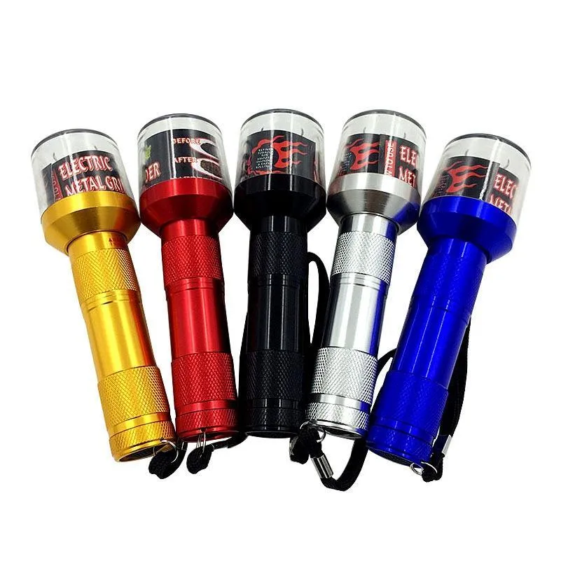 flashlightshaped smoke grinder electric tobacco grinder aluminum alloy portable smoke grinders five colors birthday gift vt1411