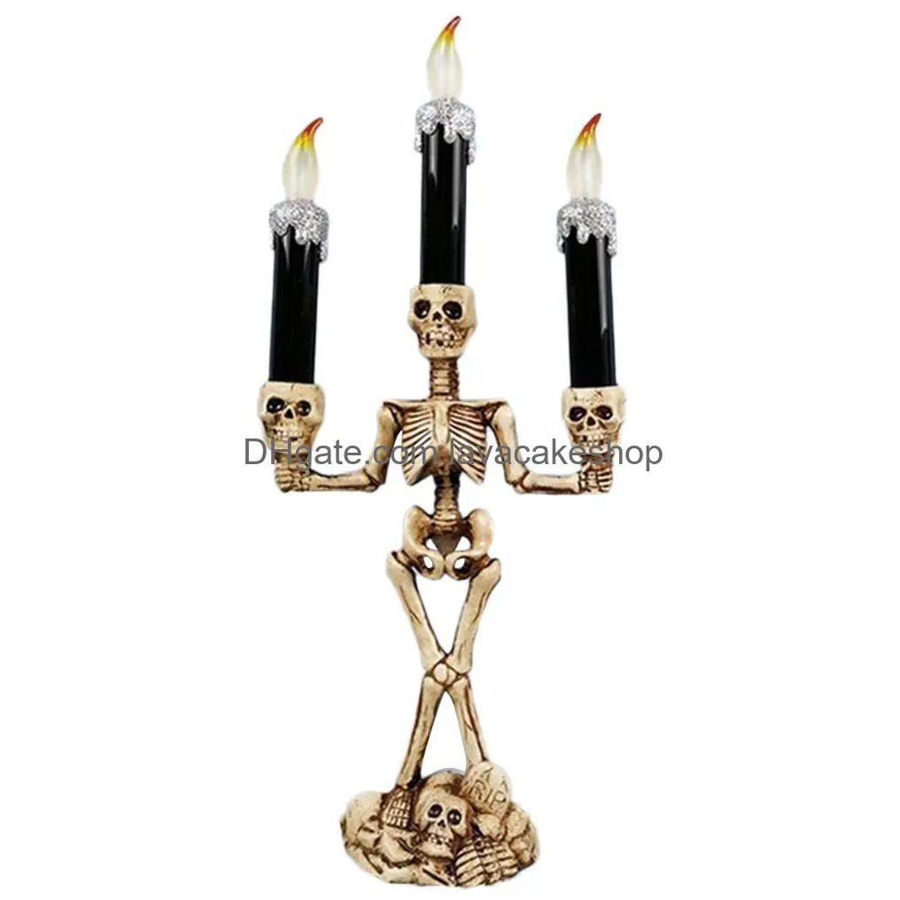 led candle light skeleton halloween led candelabra skull party lamp halloween decoration lights ghost festival atmosphere y201006