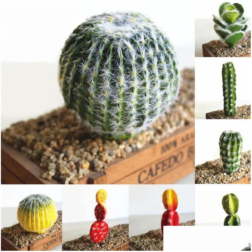 1pc simulation plants creative diy landscape fake cactus garden vivid succulents wedding home office decors artificial plants1