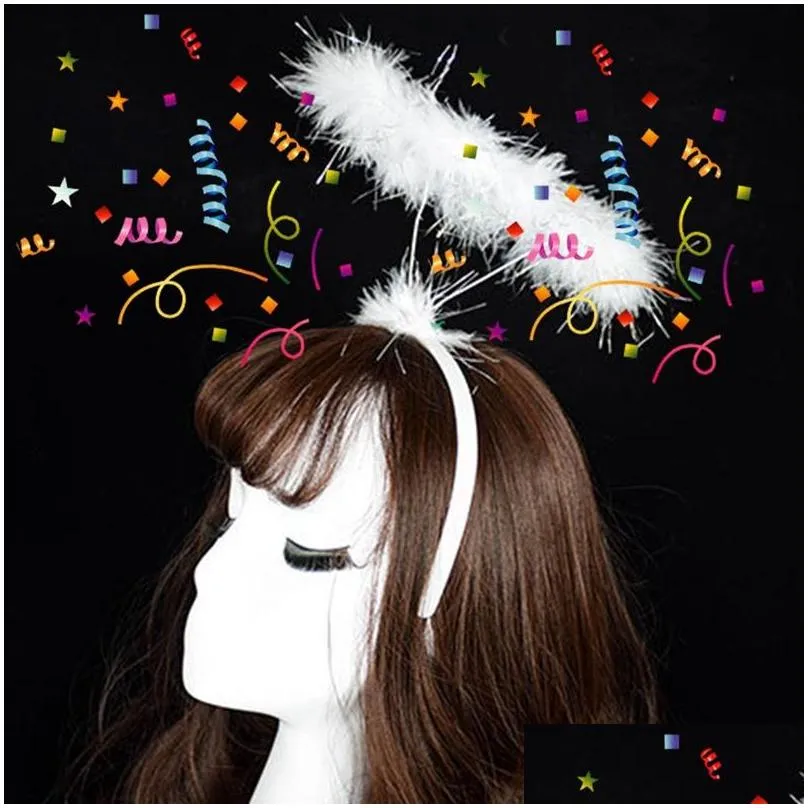 christmas decorations feather angel halo ring headband for kids adults women girls princess hair party dress decor halloween