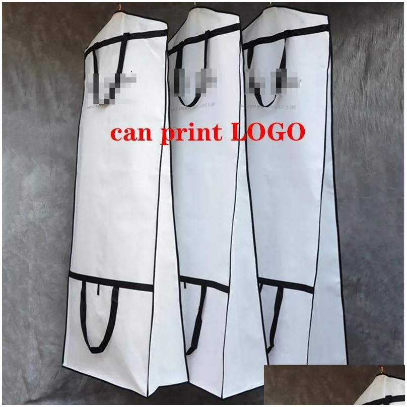 clothing wardrobe storage black wedding dress garment bag covers nonwoven dust full zipper thickened portable folding dualuse cover