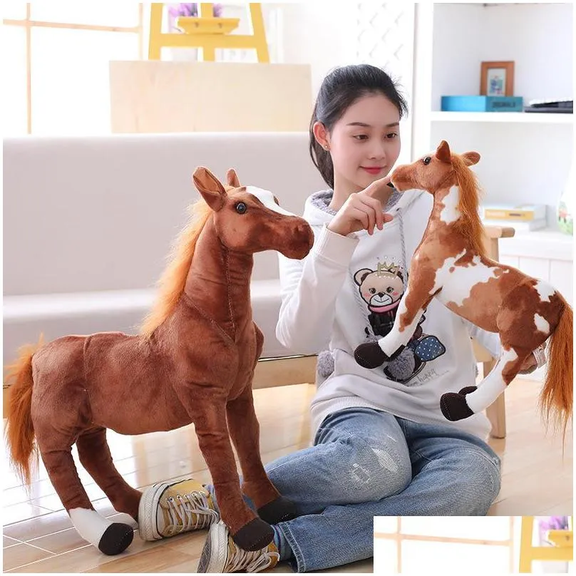 3060cm simulation horse plush toys cute staffed animal zebra doll soft realistic horse toy kids birthday gift home decoration 402 h1