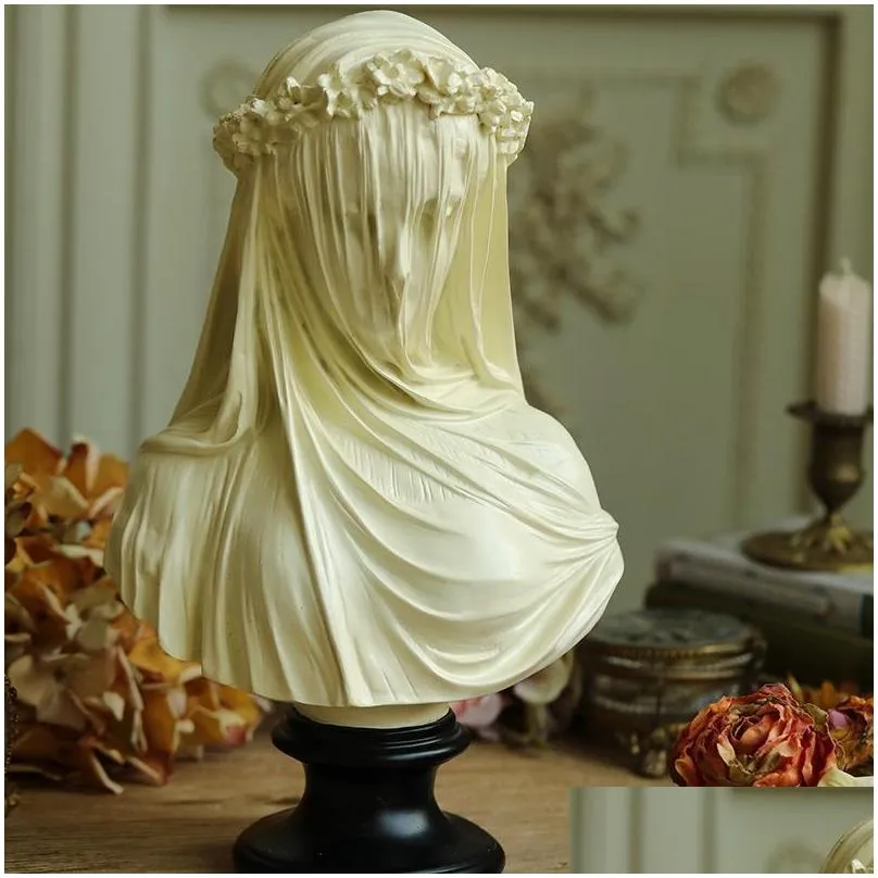 craft tools veiled lady candle silicone mold female bride antique bust statue sculpture woman body home decor gypsum mould