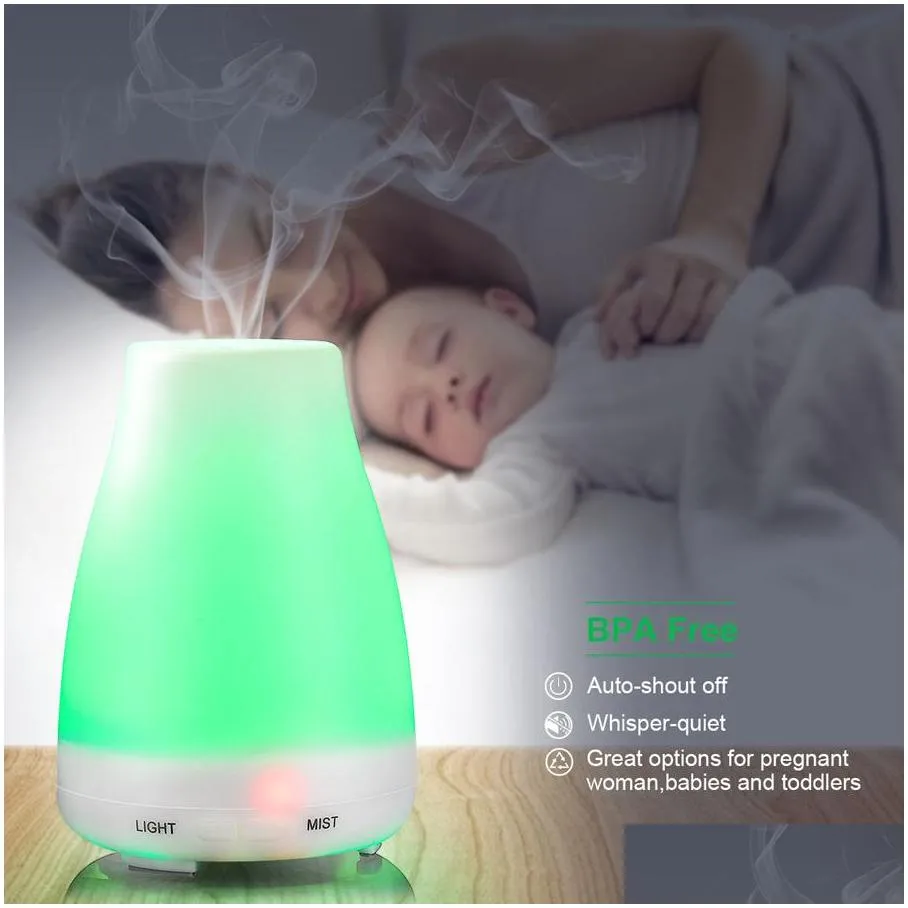 ultrasonic 7 color changeable led essential oil diffuser smart poweroff air mist humidifier 100ml aroma essential oil diffuser dh1144