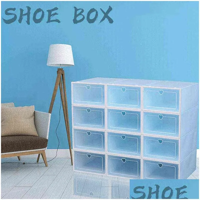 1pc fold plastic shoe storage boxes thickened dustproof transparent shoes box organize superimposed combination cabinet vtm tl1078