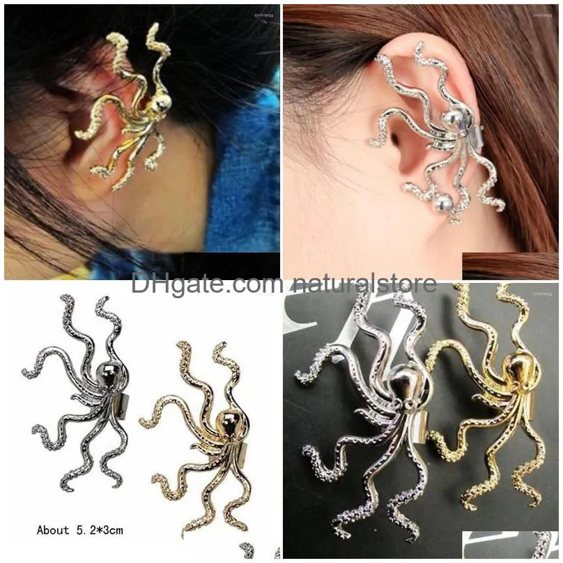 backs earrings 1 piece women vintage octopus shape ear clip earring punk bone fashion jewelry