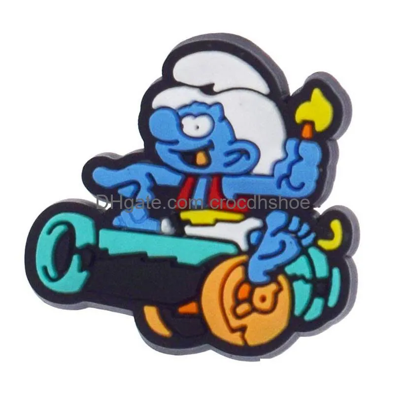 anime charms wholesale cute blue elf cartoon croc charms shoe accessories pvc decoration buckle soft rubber clog charms fast ship