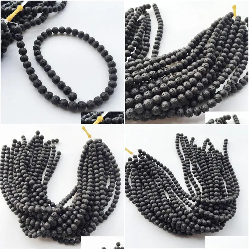 fashion 8mm black lava volcanic stone loose beads diy buddha essential oil diffuser charm bead jewelry making accessories